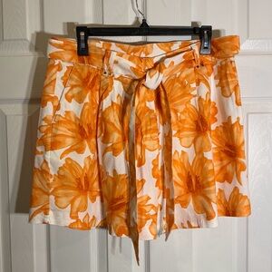 INC International Concepts Orange and White Floral Skirt